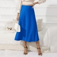 thumbnail image 2 of Skirt for Women Midi Length High Waist Solid Color Satin Dress Zipper Elegant Skirt Casual Trendy Womens Skirts, 2 of 6