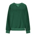 thumbnail image 4 of ClodeEU Women's V-Neck Sweatshirt，Solid Color Loose Long Sleeve Sweatshirt Top Green,Womens Plus S, 4 of 7