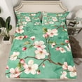 thumbnail image 2 of Manfei Floral Sakura Twin Sheet Sets 3pcs for Female Men,Japanese Style Twin Fitted Sheet Microfiber,Cherry Blossoms Breathable Flat Sheet,Ultra Soft Home Decor, 2 of 7