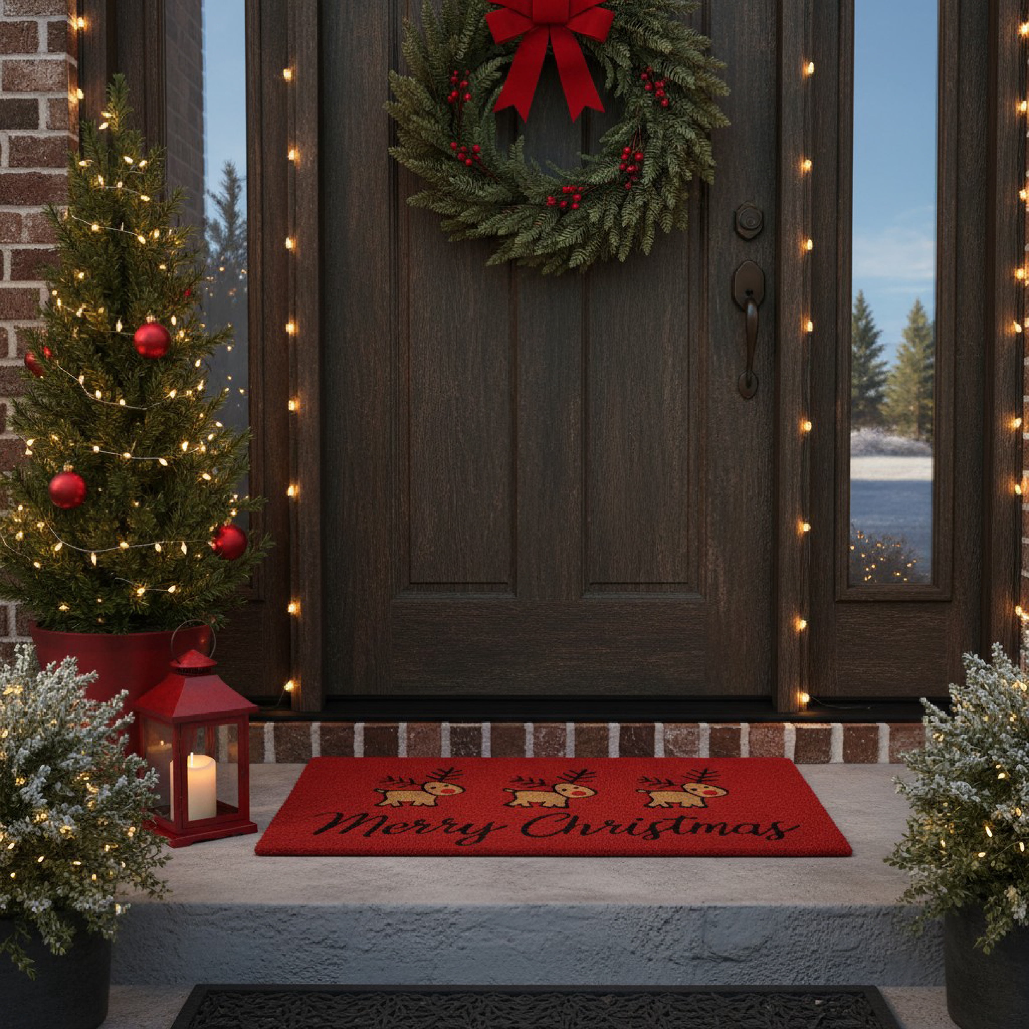 Calloway Mills 107311729 17 x 29 in. Merry Christmas Deer Rectangular Doormat, Multi Color