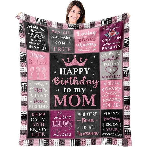Mom Birthday Gifts from Daughter Son, Birthday Gifts for Mom, Gifts for Moms Birthday, Gifts for Mom Birthday Unique, Mother Birthday Gifts, Happy Birthday Mom Gift Ideas Blanket 60"x50"