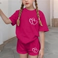 thumbnail image 4 of Ensemble Deux Pièces pour Filles, Haut à Manches Courtes et Short, Col Rond, Tenue d'Été Décontractée avec Petits Imprimés, 4 of 8