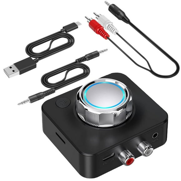 Bluetooth 5.0 Receiver 3D Stereo Bluetooth Audio Adapter with 3.5mm AUX Ports and 2 RCA Ports for Non-Bluetooth Car Audio Wired Headphones Wired Speakers Support SD Card Playback