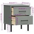 thumbnail image 4 of vidaXL Bedside Cabinet with Metal Legs Grey Solid Wood Pine OSLO, 4 of 5