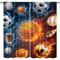 thumbnail image 3 of Boys Sports Kids Curtains for Bedroom, Fire Basketball Football Soccer 3D Ball Window Treatments for Living Room,Teen Boys Girls Room Decor Drapes 2 Panel Sets,55x63 Inch, 3 of 6