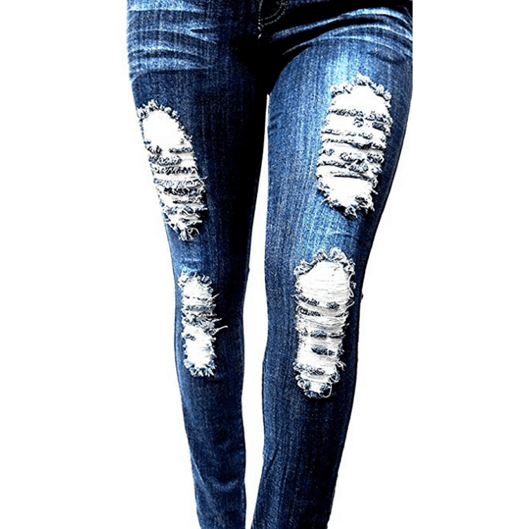 Sweet Look/Pasion/Studio Q/Womens Super Destroy Denim Distressed Jeans Pants Size-14 to 34 - Walmart.com