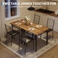 thumbnail image 4 of 3 Piece Modern Dining Table Set for 2, Space Saving Kitchen Table and Chairs with Sturdy Steel Frame, Ideal for Small Space, Apartment, Dining Room, Studio, Rustic Brown, 4 of 9