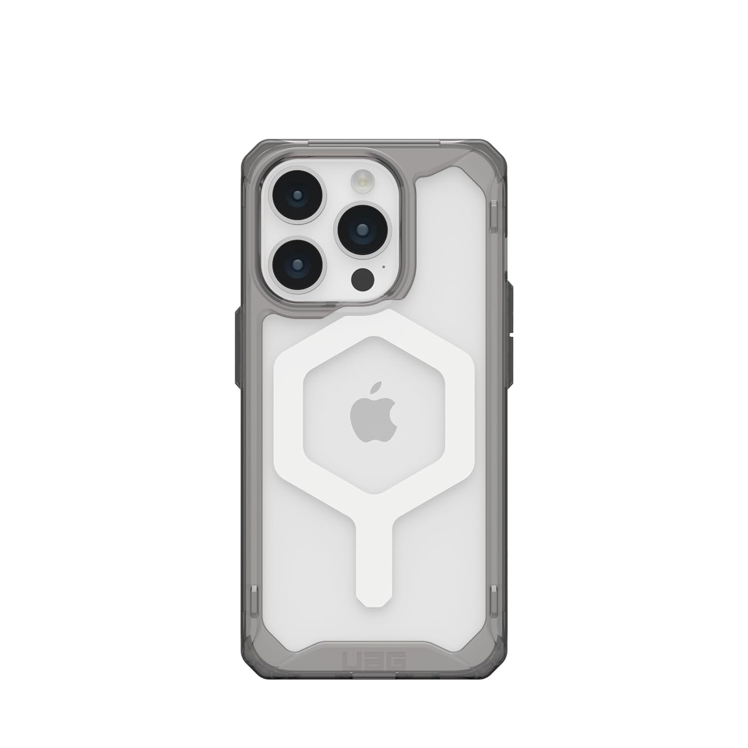 UAG iPhone 15 Pro Case 6.1" Plyo Ash/White Built-in Magnet Compatible with MagSafe Charging Rugged Anti-Yellowing Transparent Clear Dropproof Protective Cover by URBAN ARMOR GEAR