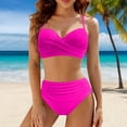 thumbnail image 2 of EHRWE Women's Bikini Swimsuit Ladies High Waisted Bikini Sets Sporty Two Piece Swimsuit Color Block High Cut Bathing Suits Beach Outfits, 2 of 5