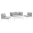thumbnail image 2 of Modway Harmony 4-Piece  Sunbrella® Basket Weave Outdoor Patio Aluminum Seating Set in Tan Gray, 2 of 10