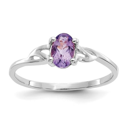 Auriga Fine Jewelry 10K White Gold Polished Oval-shaped Genuine Amethyst Birthstone Ring for Women Size- 7