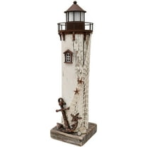 Wooden Lighthouse Decor with Light, Decorative Nautical Lighthouse Rustic Ocean Sea Beach Themed Lighthouse Decoration, Handcrafted Tabletop Nautical Themed Home Decor Bathroom Decor (14.75H)