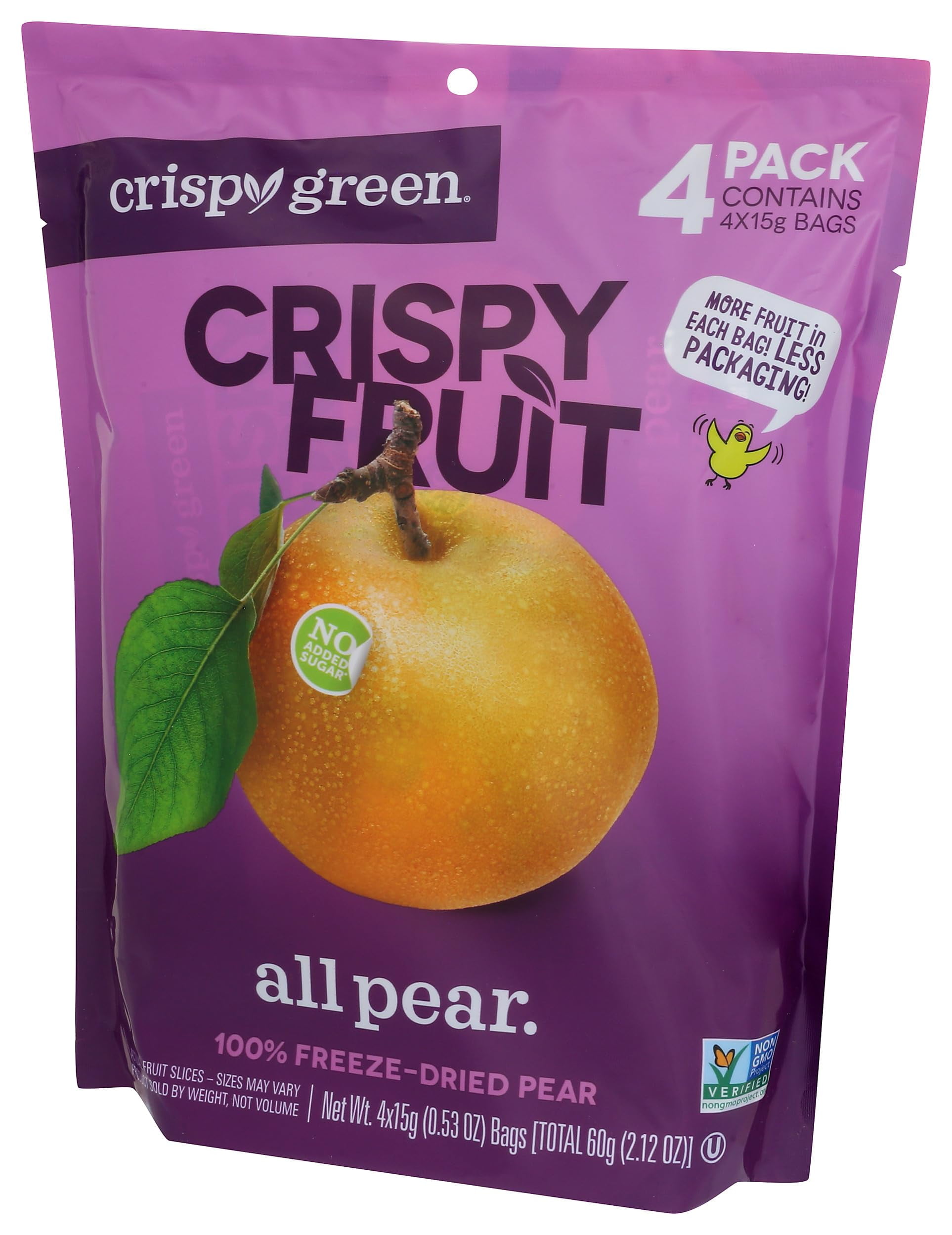 Crispy Green All Pear 100% Freeze-Dried Pear, No Added Sugar, Vegan Friendly, Kosher, Gluten Free & Non-GMO, 2.12 Ounce (Pack of 8)