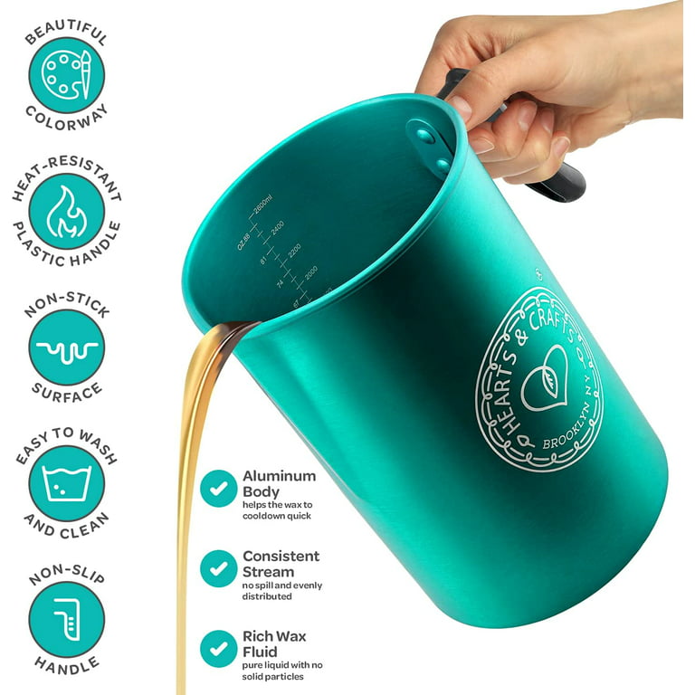 Hearts & Crafts Candle Pots, 64oz. Aluminum Candle Making Pouring Pot for  4lb. Melted Wax, Teal Color - Best for Candles, Arts & Crafts, and More 