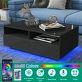 thumbnail image 3 of Hommpa LED Coffee Table with 4 Drawers and Open Shelf High Gloss Black Sofa Side End Tea Table Modern Cocktail Tables with Storage, 3 of 11