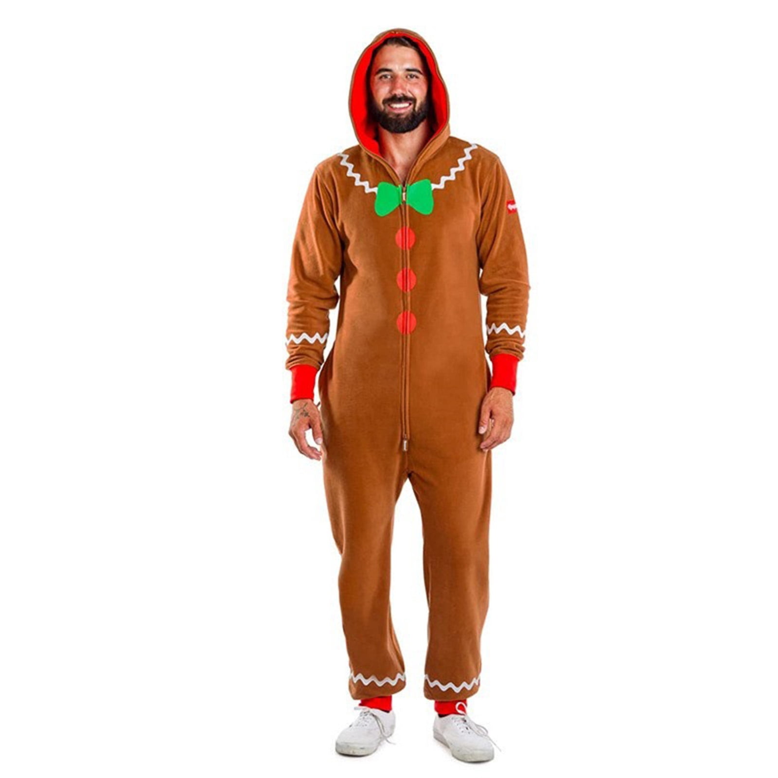 Gingerbread Pajamas Family Matching Onesie Holiday Homewear Sleepwear for Adults Halloween Christmas