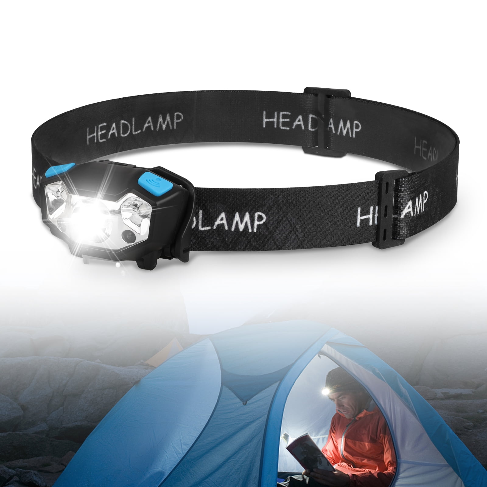 USB Rechargeable Headlamp, Motion Sensor Headlight, 5000 Lumens LED