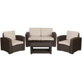 thumbnail image 2 of BizChair 4 Piece Outdoor Faux Rattan Chair, Loveseat and Table Set in Chocolate Brown, 2 of 5