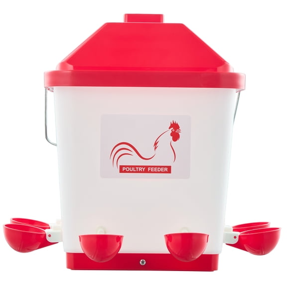 KFFKFF 5 Gallon Automatic Chicken Waterer, 6 Drinking Ports, Gravity-Fed Design with Handle & Sealed Rubber Ring, Durable Waterproof PP Material, No-Spill System, Ideal for Poultry