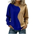 thumbnail image 2 of Oversized Sweatshirt for Women Color Block Crewneck Sweatshirts Striped Long Sleeve Fall Tops Crop Striped Color Block Sweatshirts Winter Pullover Loose Y2K Clothes, 2 of 5