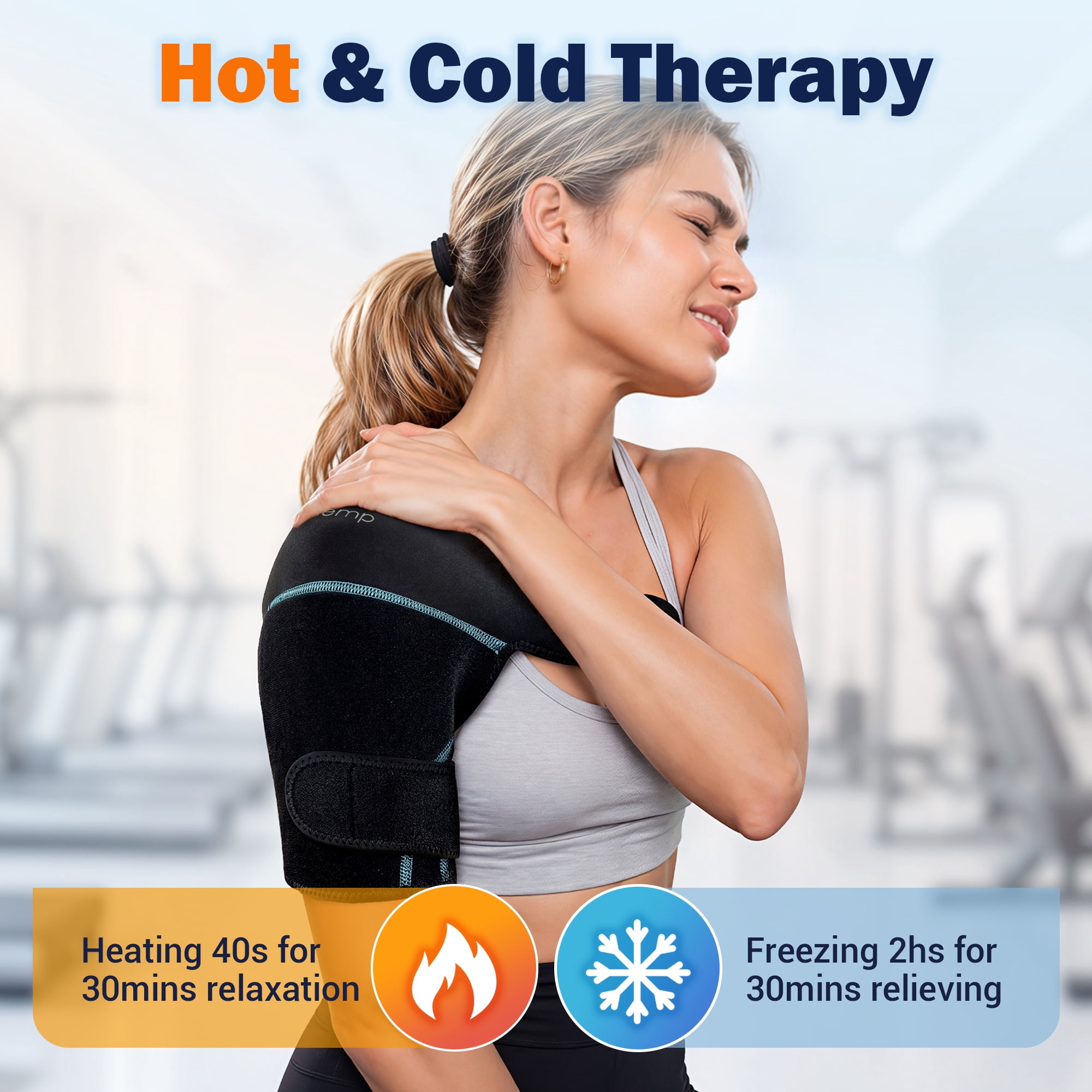 Comfytemp Shoulder Ice Pack Wrap with 2 Reusable Gel Inserts, Adjustable Compression for Shoulder Pain Relief & Post-Workout Recovery