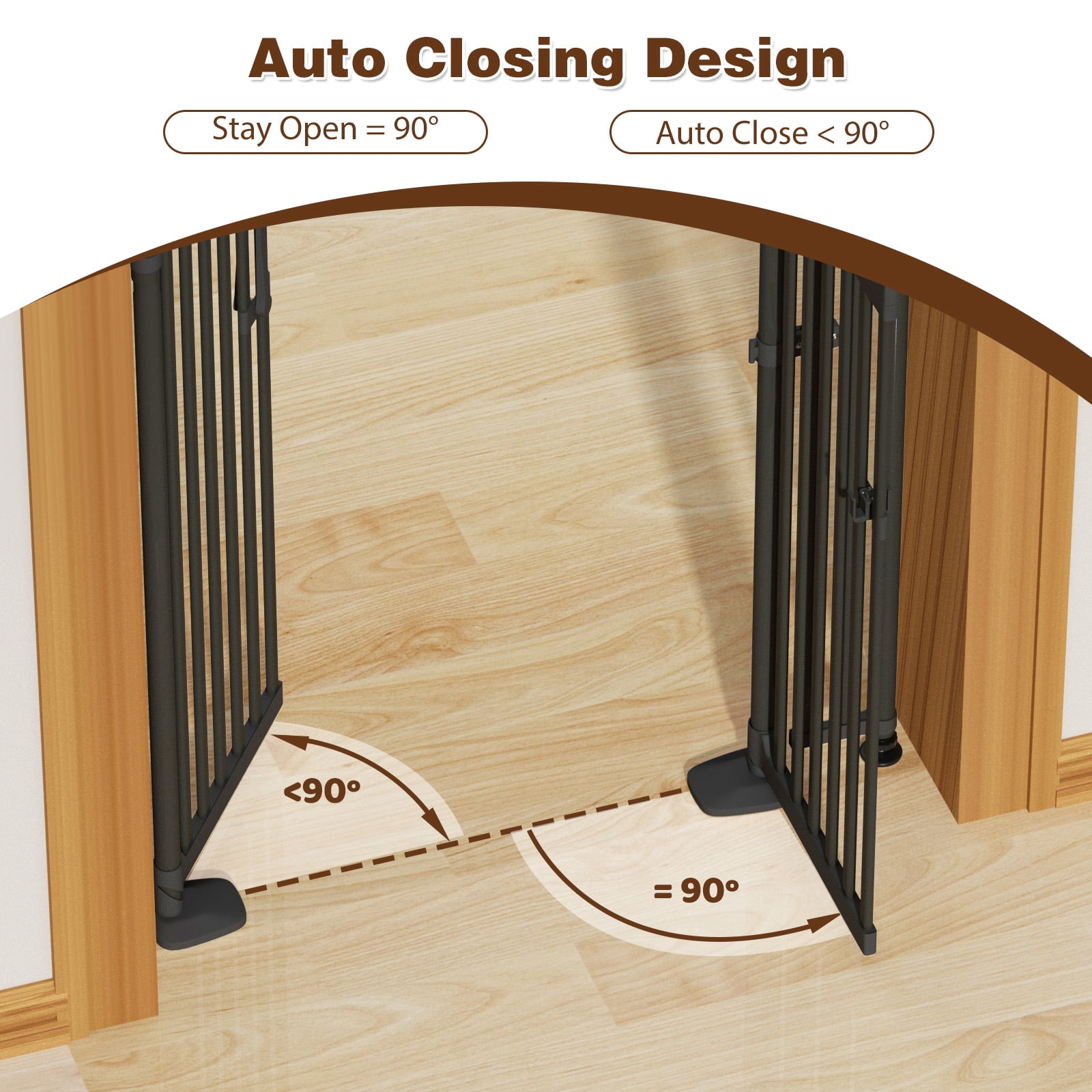 YUFU 74.8" Extra Tall Pet Gate for Cats, adjustable height adjustable width 30.3"-38.2" Pressure Mounted, No Drill, Walk-Through Door for Stairs/Doorways,(black)