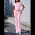 thumbnail image 4 of Pantalón de Traje de Corta Ajustado de Color Liso Rosa Talla S, 4 of 10