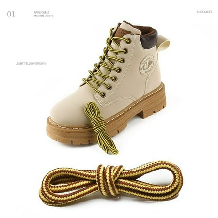 

1Pair 4mm Two-color Striped Round Color Polyester Shoelaces For Work Shoes Martin Boots Leather Boots Shoe Laces