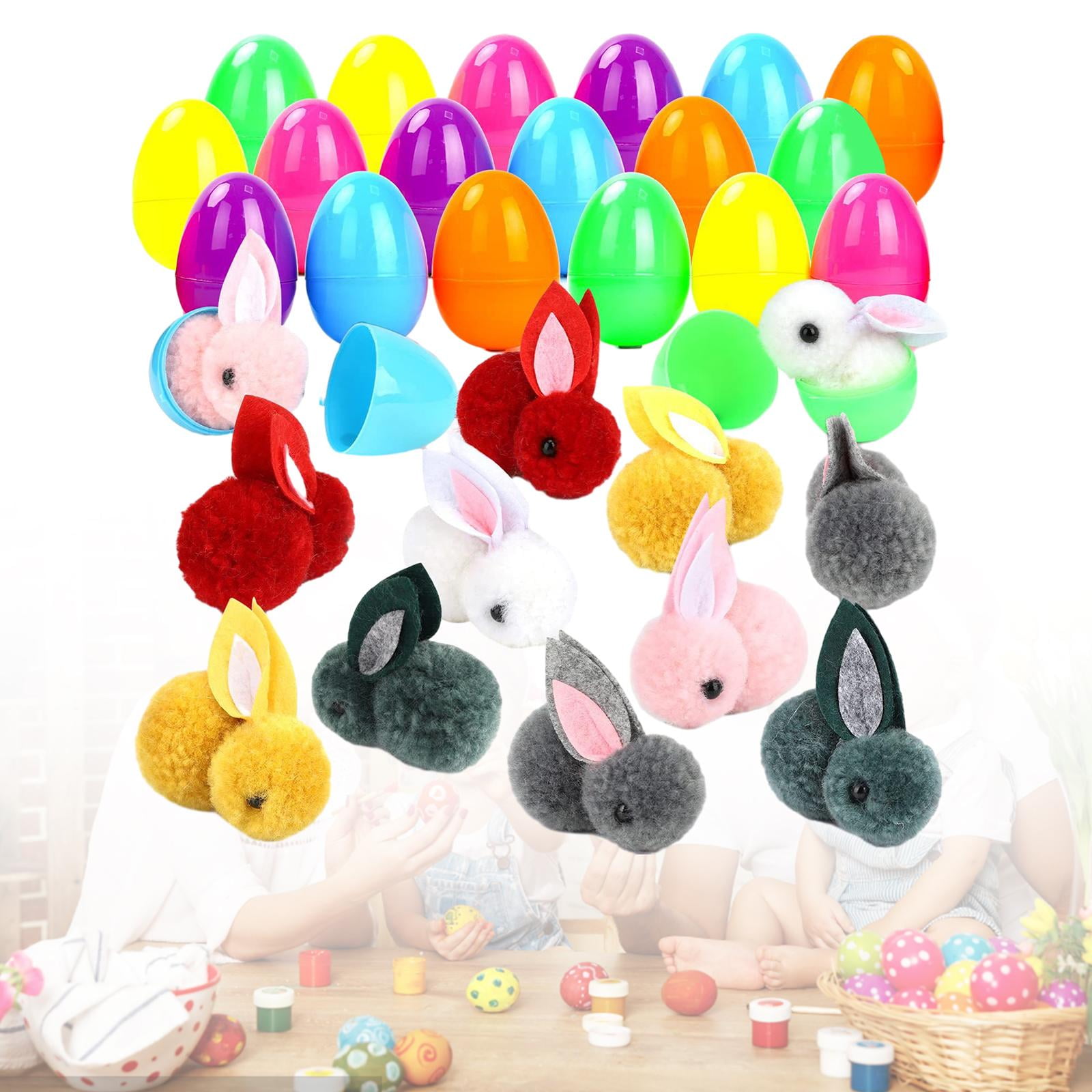 FVDPWYE 24 Pieces Fillable Easter Eggs with Easter Bunnies Easter Basket Stuffers Easter