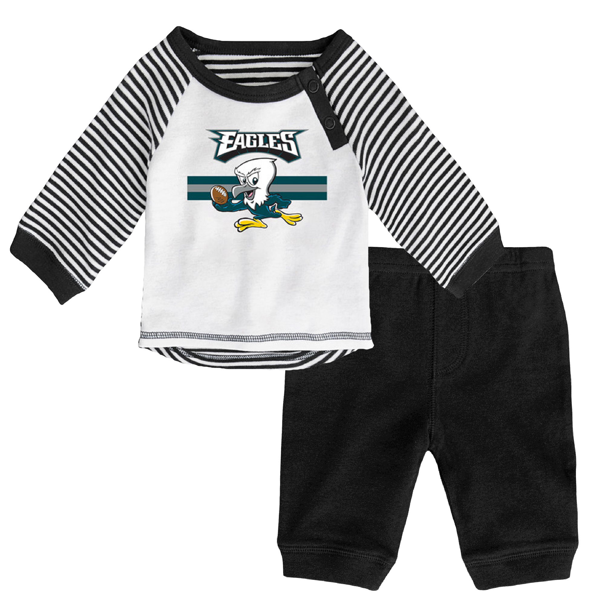 Newborn & Infant White/Green Philadelphia Eagles Long Sleeve Pants Set