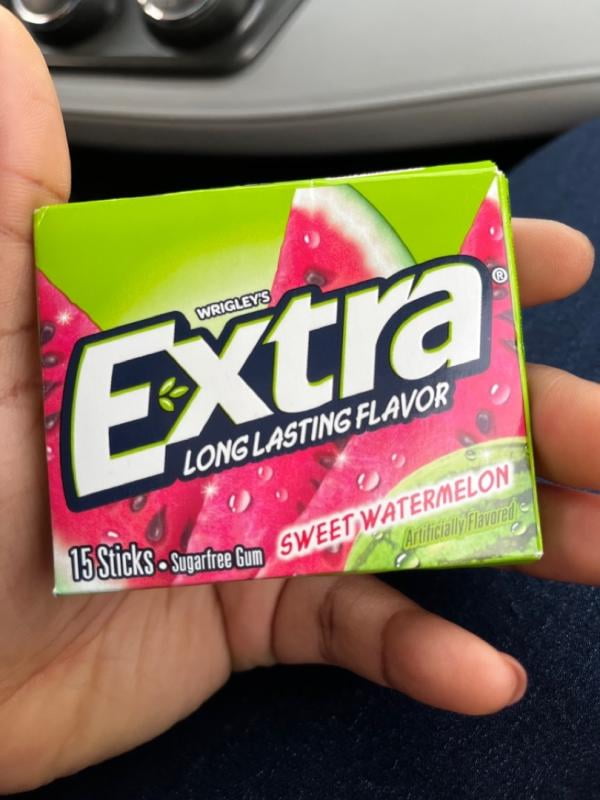 Extra Slim Pack Watermelon Gum 10 Count Pack — 15 Sticks Each — Sugar-Free Juicy Long-Lasting Chewing Gum