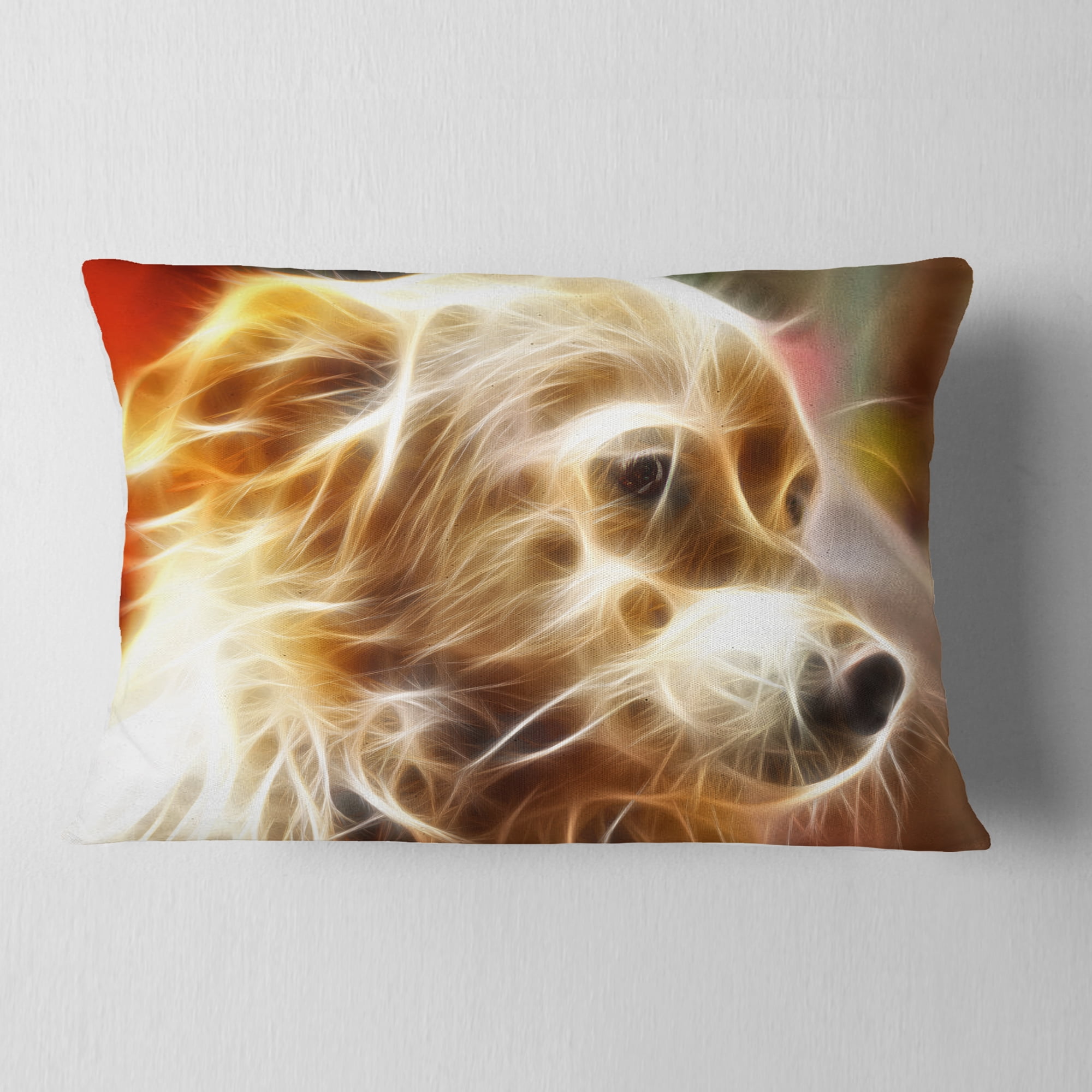 Designart Glowing Brown Dog Head - Animal Throw Pillow - 12x20