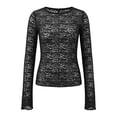 thumbnail image 5 of YMNXA Women's T Shirt Long Sleeve Round Neck See Through Comfortable Breathable Slim Fit Layering Top For Casual Daily Wear,Black,L, 5 of 9