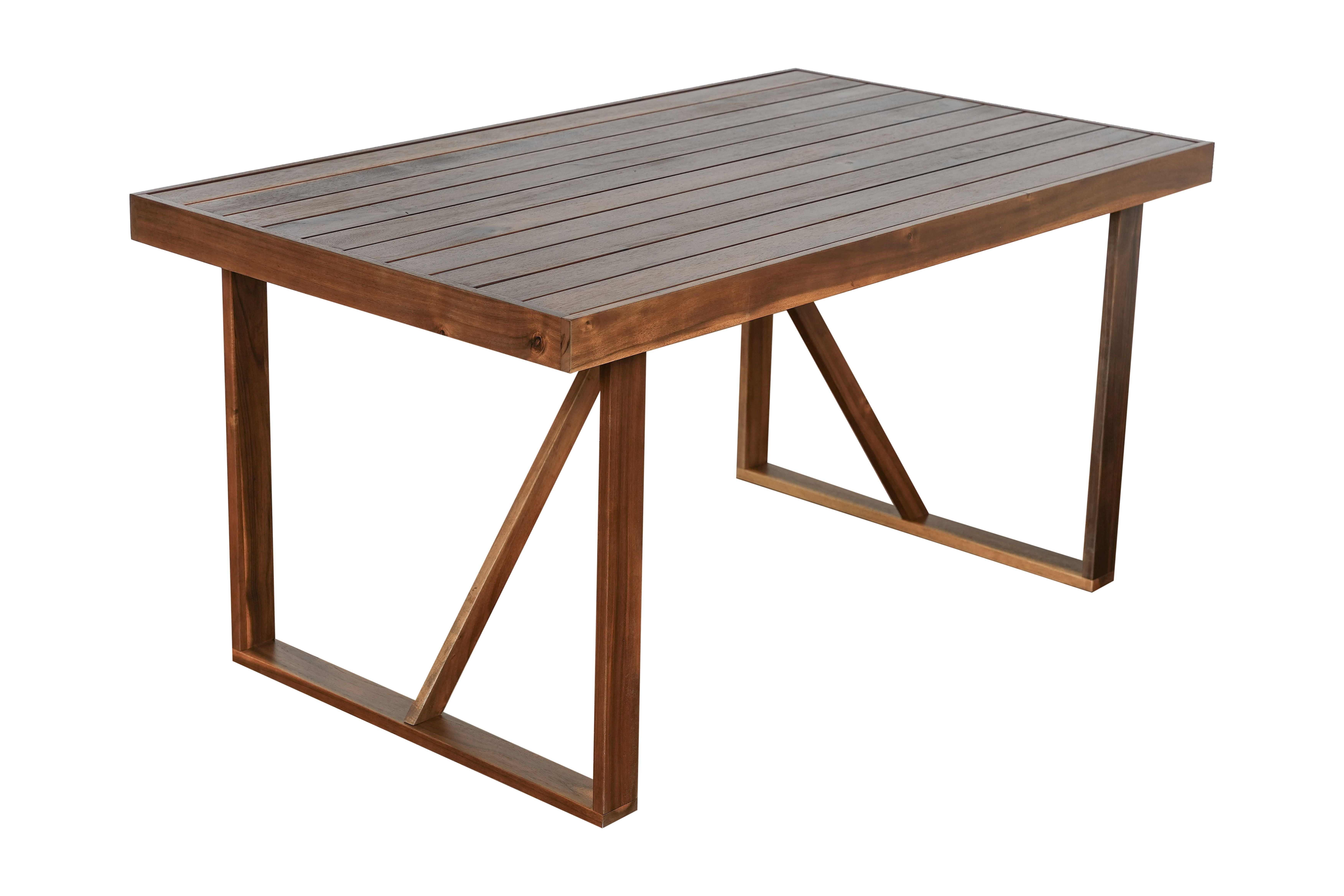 6-Piece Outdoor Acacia Wood Dining Set, Patio Table & Chair Set with Bench, Natural Wood Furniture for Garden, Backyard, Balcony, Poolside, Brown