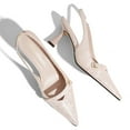 thumbnail image 4 of Women Kitten Heels Slingback Low Heel Pumps Dress Shoes for Women Closed Pointed Toe Pearl Heels for Work Wedding Bridal, 4 of 7