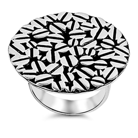Oxidized Screw Bolt Bar Wide Round Ring .925 Sterling Silver Band Jewelry Female Male Unisex Size 9