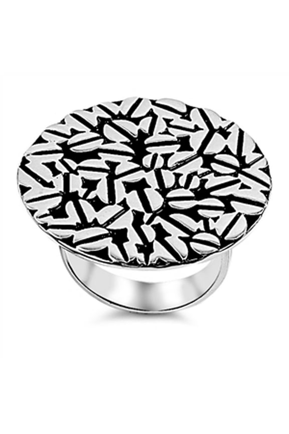 Oxidized Screw Bolt Bar Wide Round Ring .925 Sterling Silver Band Jewelry Female Male Unisex Size 6
