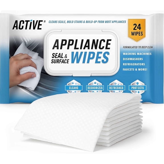 Active Appliance Surface Cleaning Wipes, Heavy Duty Wipe for Stainless Steel, Glass Cooktop, Microwave, Countertops, Tile, 24 Count, 1 Pack