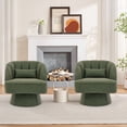 thumbnail image 3 of GARVEE 2PCS 360° Swivel Barrel Accent Chair,Ultra-Plush PU Upholstered Round Armchair with Back,Green, 3 of 7