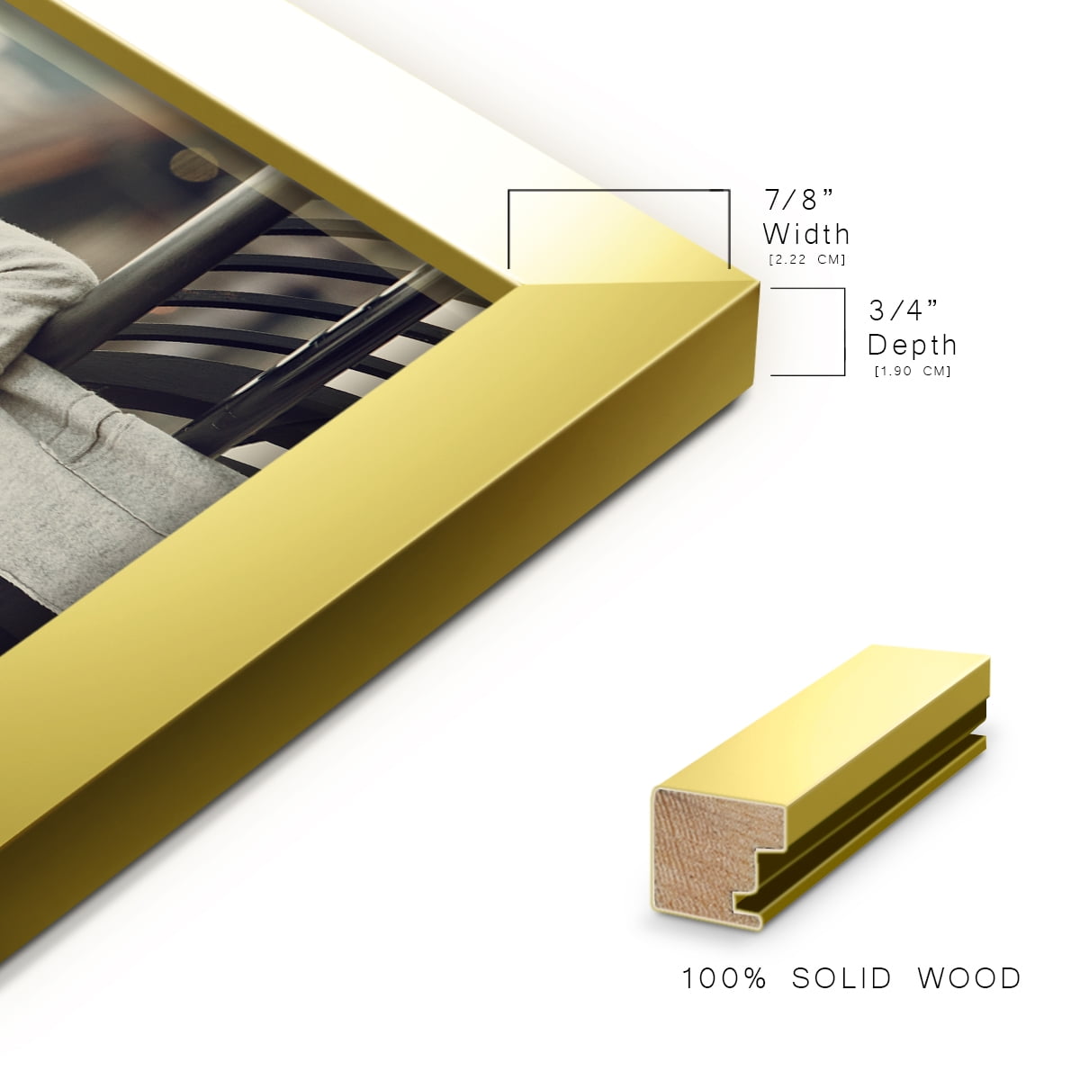 6x8 Solid Wood Picture Frame - Gold
