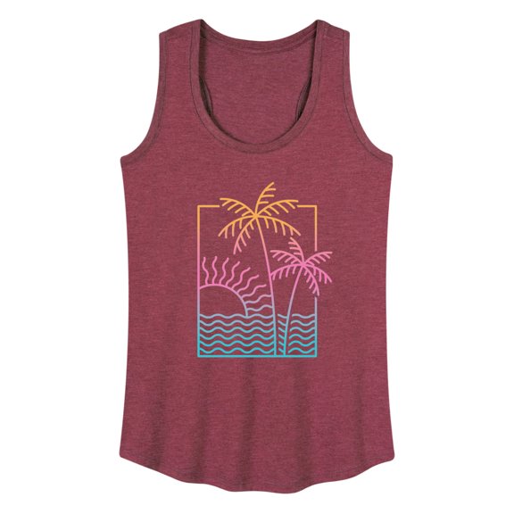 Instant Message - Line Drawing Sunset - Women's Racerback Tank Top