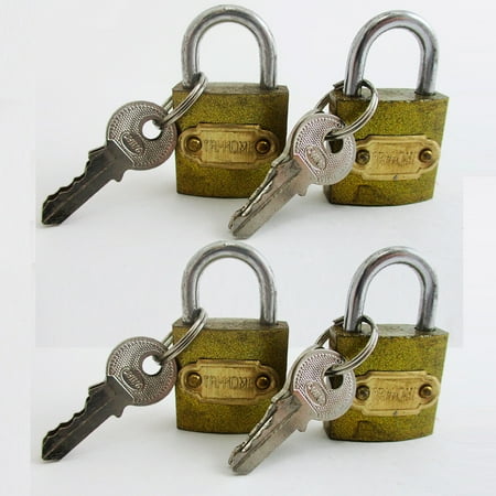 - 4 Small Heavy Duty Padlocks Keyed High Security Mini Box Lock Brass Steel 25 mm