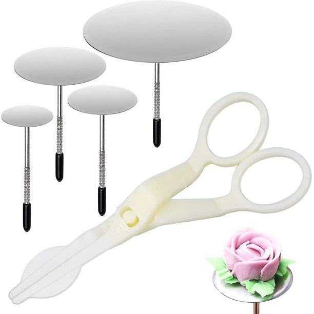 4 Pcs Cake Flower Nail Flower Lifter Tools, Piping Flower Scissors