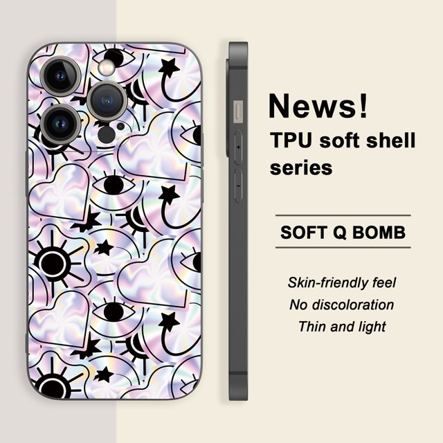 "Agregue un toque de diversión a su iPhone: funda para teléfono plateada mate con estampado de dibujos animados"
