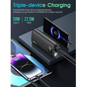 Portable Charger ,40000mAh Power Bank PD 30W Quick Charging, Flashlight for Camping or Emergency Use,LED Power Percentage Display(Carbon Black)