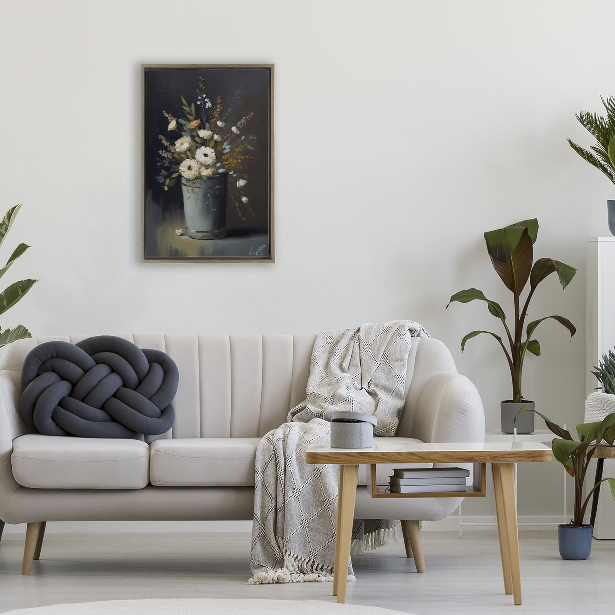 Stupell Industries Rustic Floral Bouquet Bucket Brown Framed Floater Canvas Wall Art, design by Creative Studio