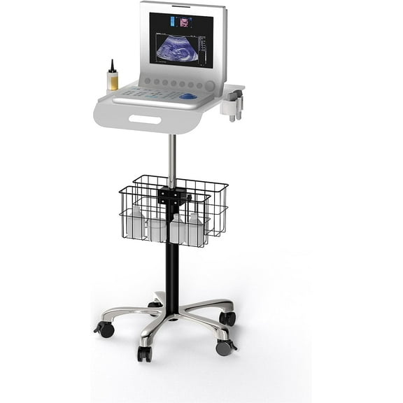 POCHAR Medical Trolley Cart with Wheels - Stainless Steel Rolling Medical Cart for Laptop Scanner Ultrasound EKG, Ideal for Dental Offices, Hospitals, Labs