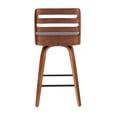 thumbnail image 5 of Trevi Mid-Century Modern Counter Stool in Walnut Wood and Grey Fabric by LumiSource - Set of 2, 5 of 7