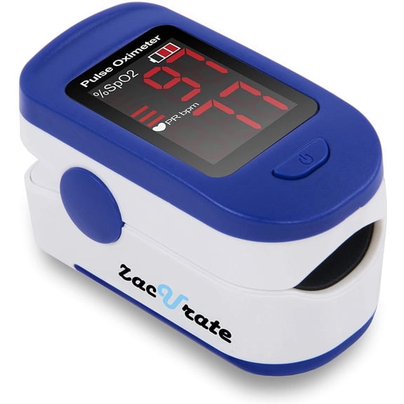 Zacurate 500BL Fingertip Pulse Oximeter, Finger Blood Oxygen Saturation (SpO2) & Pulse Rate Monitor with Large LED Display, Sports & Aviation, Navy Blue