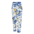 thumbnail image 6 of kaondbfi Women's Linen Printed Casual Pants Summer Lightweight Elastic Waist Beach Vacation Trousers with Pockets, 6 of 9